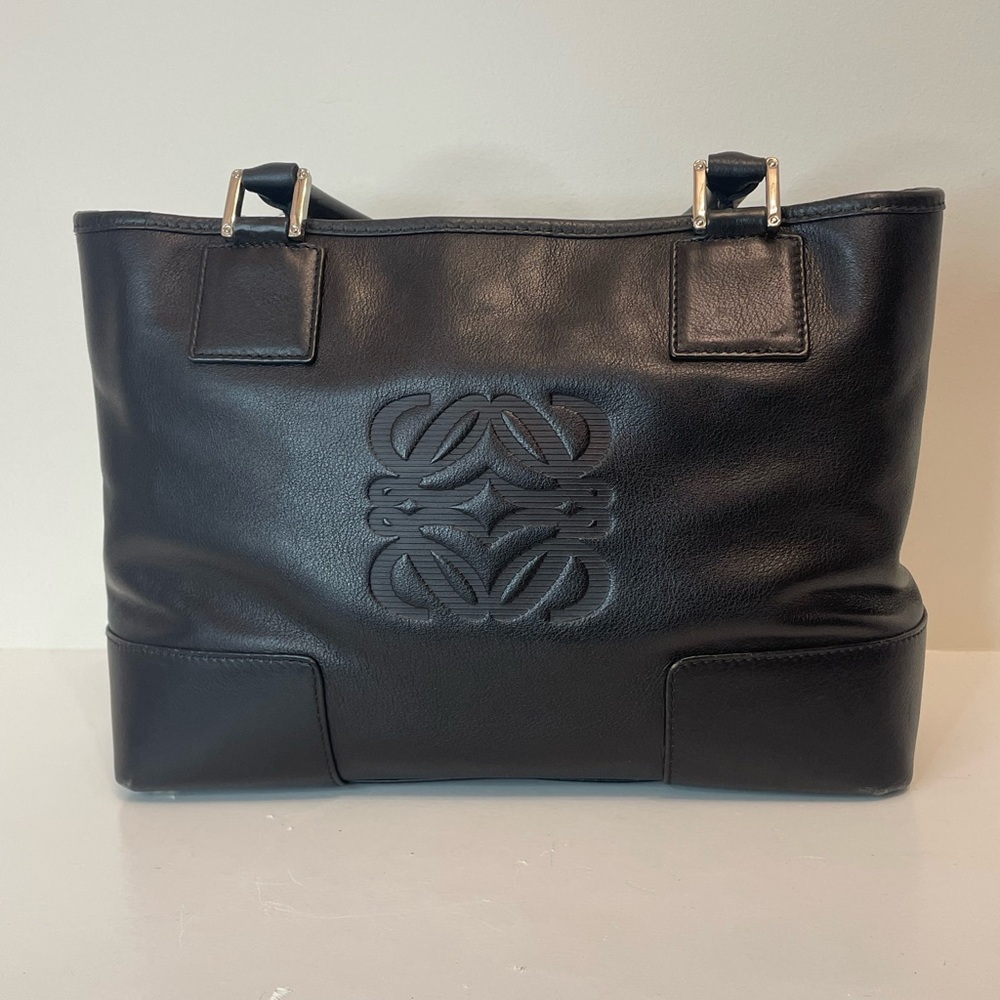 Loewe Amazona Black Leather Tote Bag